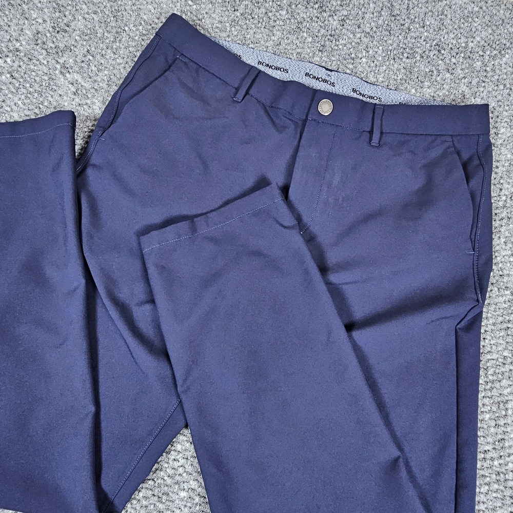 Bonobos‎ Performance Link Golf Pants Mens 34x32 Navy Blue Slim Fit Recycled Poly